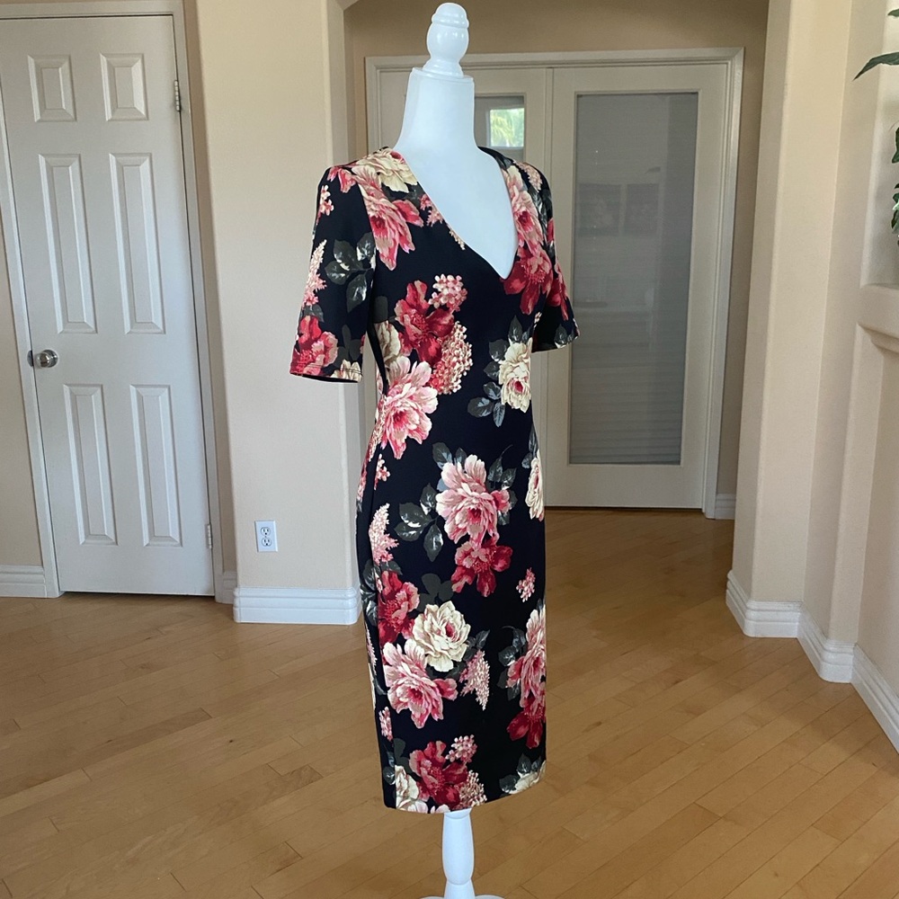 Premier Black Floral Midi Dress